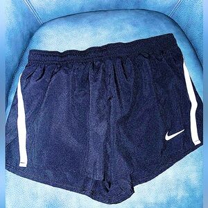 EUC Nike Black Running Shorts with White Stripes Women Size Medium